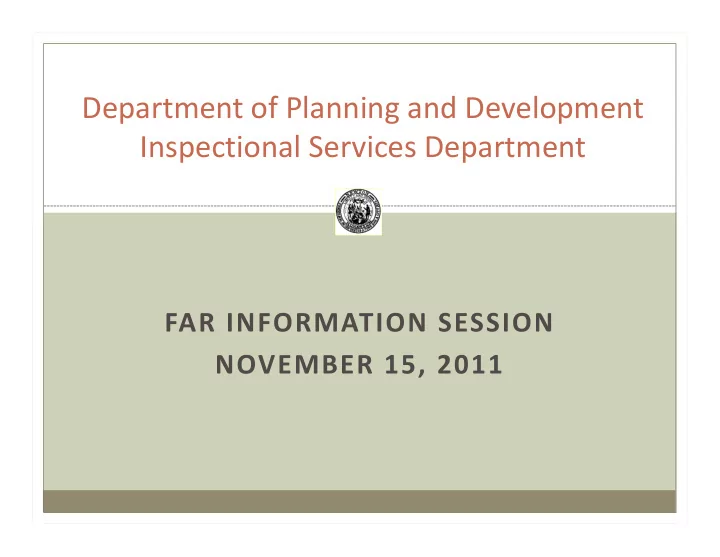department of planning and development inspectional