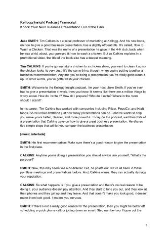 Kellogg Insight Podcast Transcript  Knock Your Next Business Presentation Out of the Park Jake