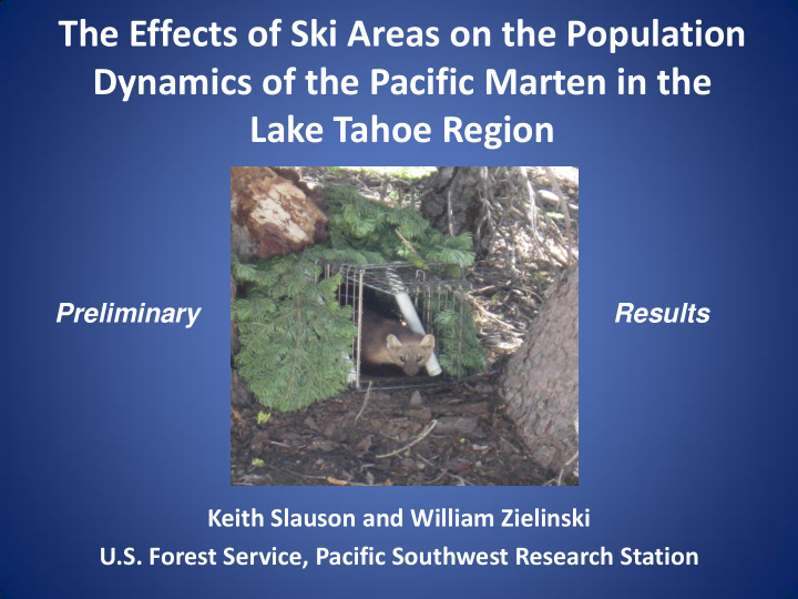 the effects of ski areas on the population dynamics of