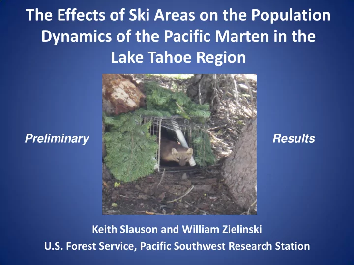 the effects of ski areas on the population dynamics of
