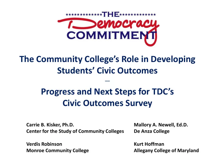 the community college s role in developing students civic