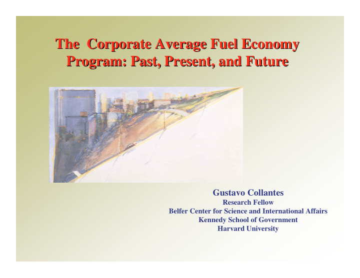 the corporate average fuel economy the corporate average