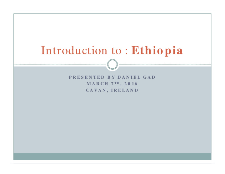 introduction to ethiopia