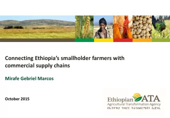Connecting Ethiopias smallholder farmers with  commercial supply chains  Mirafe Gebriel Marcos