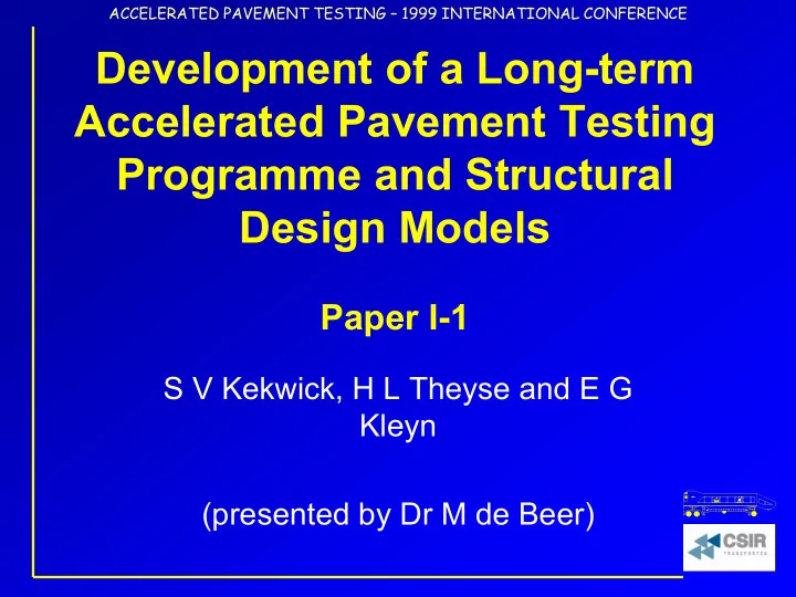 development of a long term