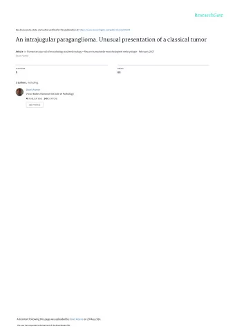 An intrajugular paraganglioma. Unusual presentation of a classical tumor Article in Romanian