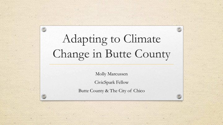adapting to climate change in butte county