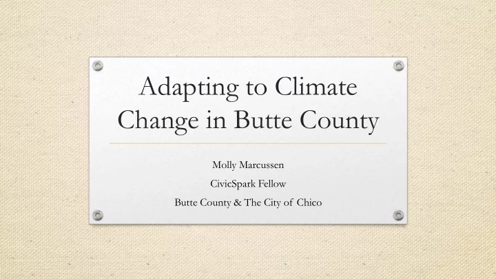 adapting to climate change in butte county