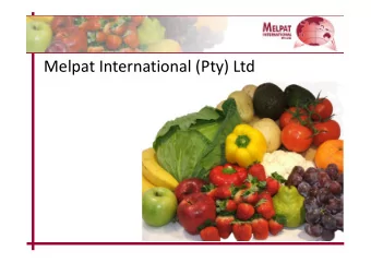 Melpat International (Pty) Ltd  Citrus Disorders  1. Post Harvest  2. Crop Management  All