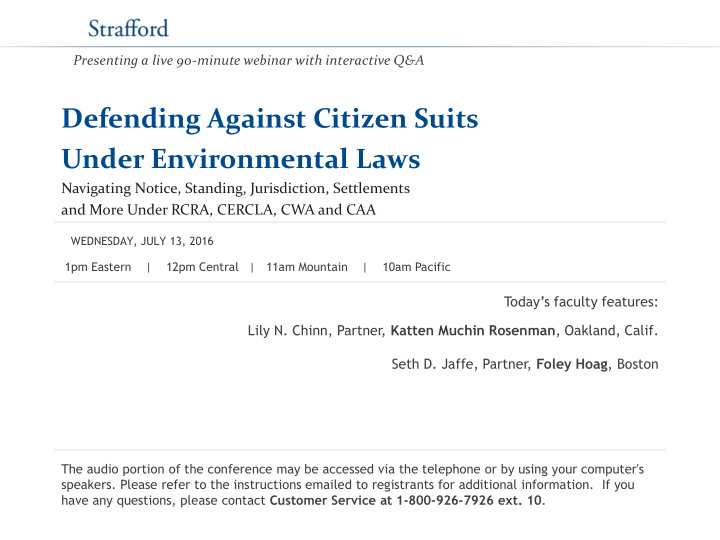 defending against citizen suits under environmental laws
