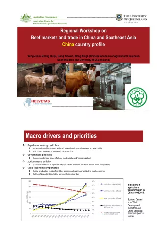 Macro drivers and priorities !  Rapid economic growth has !  Increased rural incomes  reduced