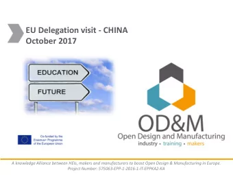 EU  Delegation visit - CHINA    October 2017    A  knowledge  Alliance