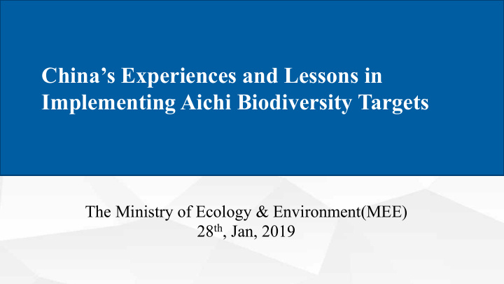 china s experiences and lessons in implementing aichi