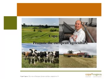 Copa-Cogeca:  Promote the european agriculture Copa-Cogeca | The voice of European farmers and