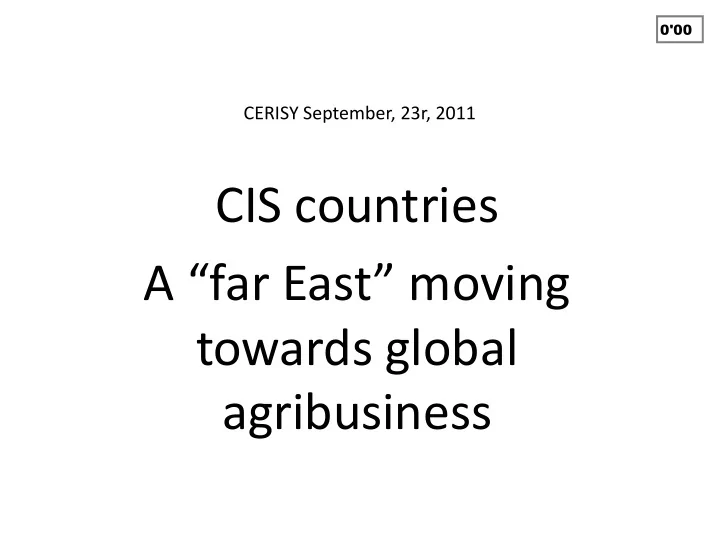 towards global