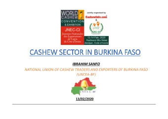 CASHEW SECTOR IN BURKINA FASO  CASHEW SECTOR IN BURKINA FASO  CASHEW SECTOR IN BURKINA FASO  CASHEW