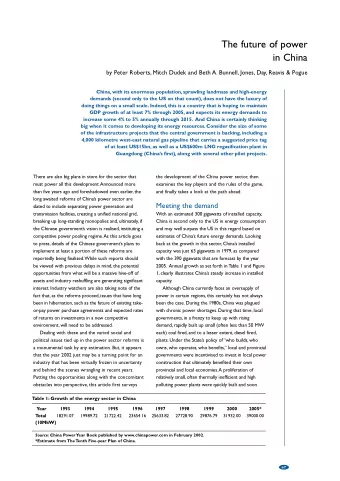 The future of power  in China  by Peter Roberts, Mitch Dudek and Beth A. Bunnell, Jones, Day,