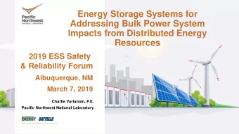 Impacts from Distributed Energy  Resources  2019 ESS Safety  &amp; Reliability Forum  Albuquerque,