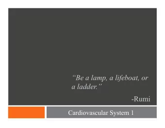 Be a lamp, a lifeboat, or a ladder.  -Rumi  Cardiovascular System 1  Lesson Plan:
