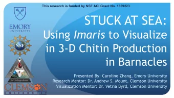 STUCK AT SEA: Using Imaris to Visualize  in 3-D Chitin Production  in Barnacles  Presented By: