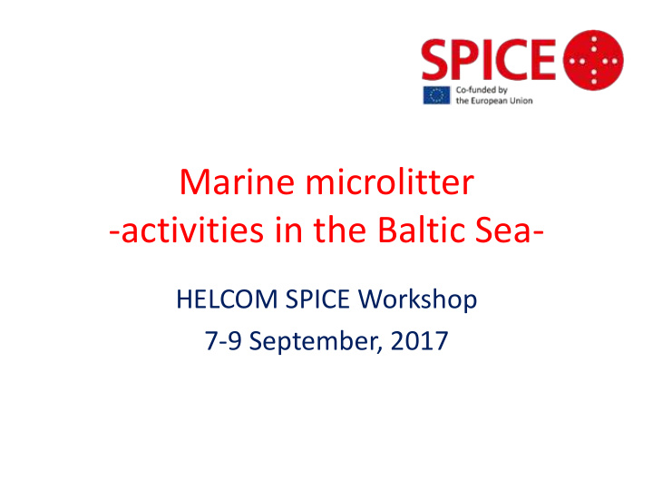 marine microlitter activities in the baltic sea