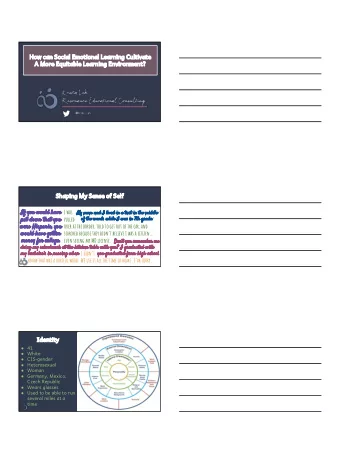 How can Social Emotional Learning Cultivate  A More Equitable Learning Environment?  Shaping My