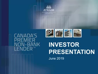 INVESTOR  PRESENTATION  June 2019  FORWARD-LOOKING STATEMENTS  This presentation contains certain