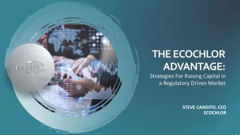 THE ECOCHLOR  ADVANTAGE:  Strategies For Raising Capital in  a Regulatory Driven Market  STEVE