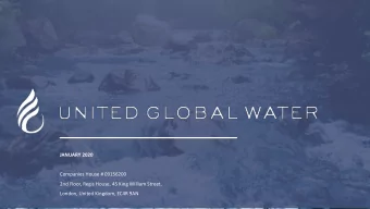 JANUARY 2020  Companies House # 09156200  2nd Floor, Regis House, 45 King William Street,  London,