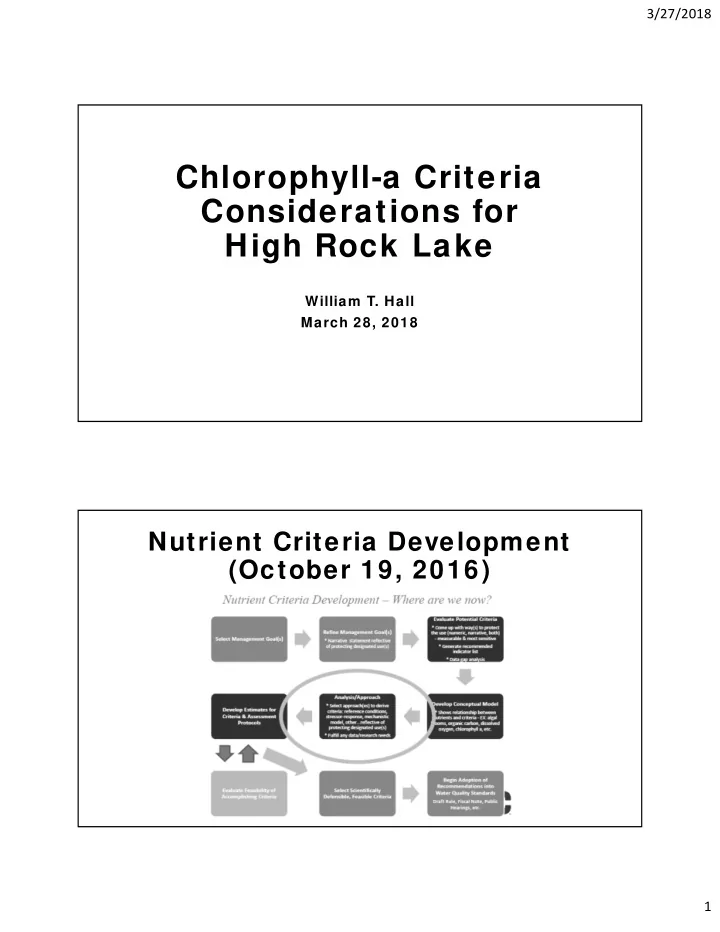 chlorophyll a criteria considerations for high rock lake