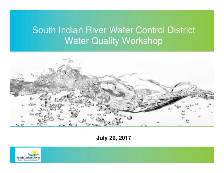 south indian river water control district water quality
