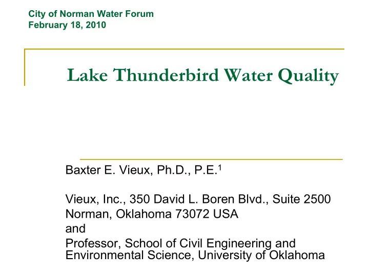 lake thunderbird water quality