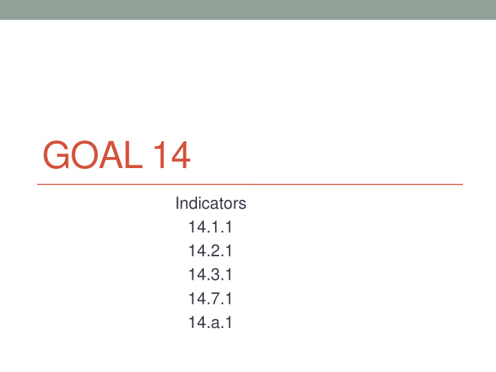 goal 14