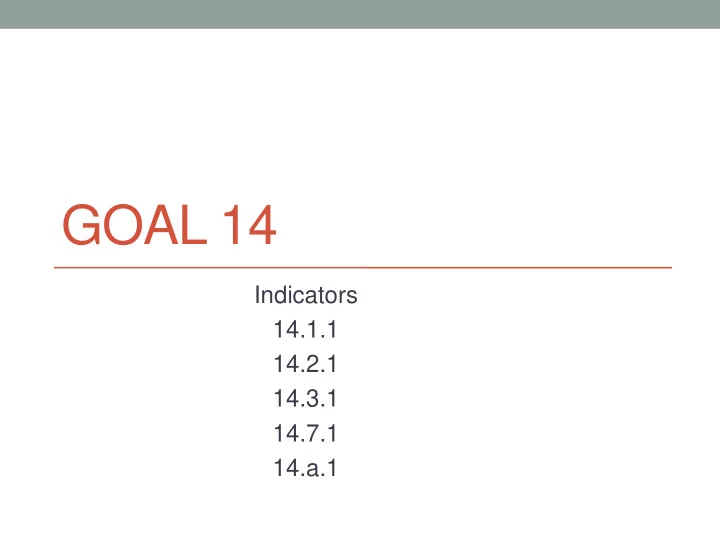 goal 14