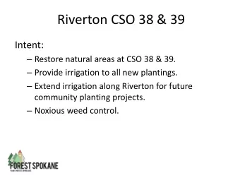 Riverton CSO 38 &amp; 39  Intent:  Restore natural areas at CSO 38 &amp; 39.  Provide