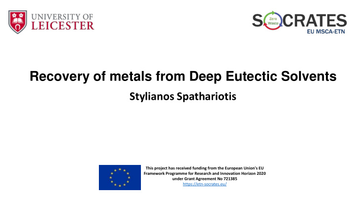 recovery of metals from deep eutectic solvents