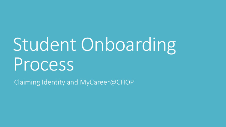 student onboarding process