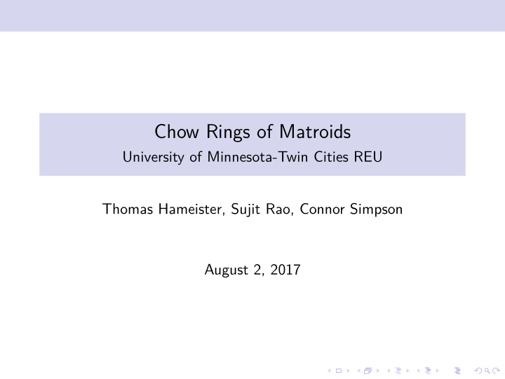 chow rings of matroids