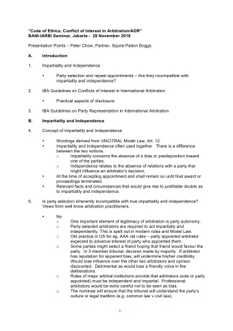 Code of Ethics, Conflict of Interest in Arbitration/ADR  BANI-IARBI Seminar, Jakarta -  29