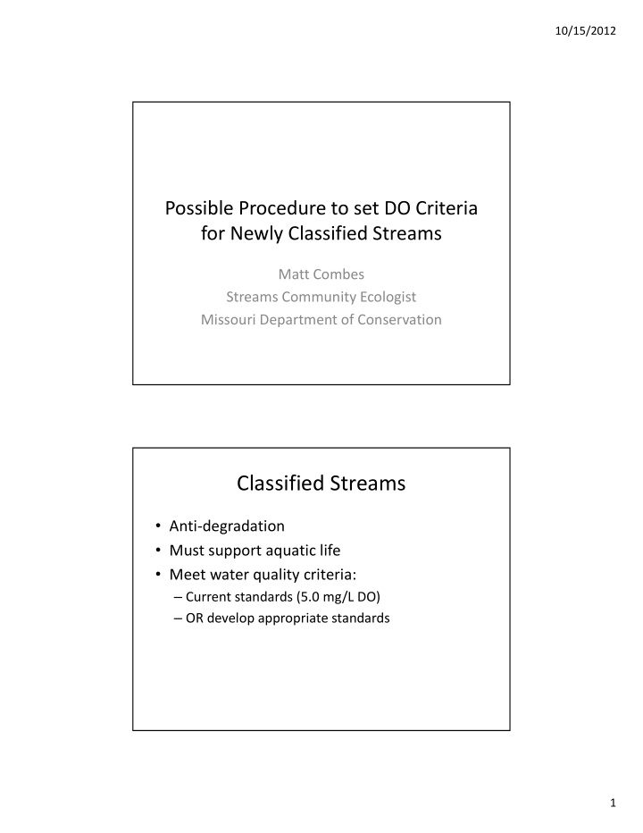 classified streams