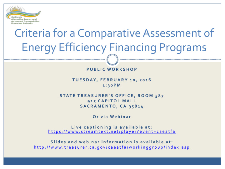 energy efficiency financing programs