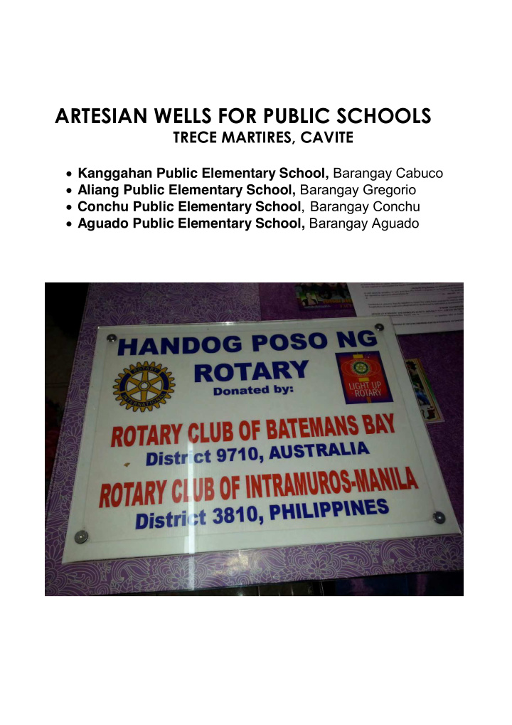 artesian wells for public schools
