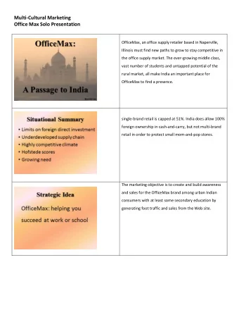 Multi-Cultural Marketing  Office Max Solo Presentation  OfficeMax, an office supply retailer based
