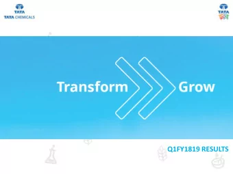Q4 and FY17-18 Results  Q1FY1819 RESULTS  Q1FY1819- QUARTERLY FINANCIAL HIGHLIGHTS  Consolidated