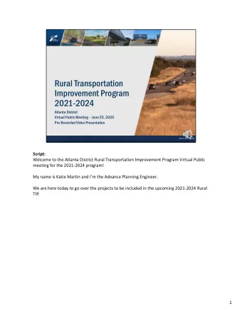 Rural Transportation  Improvement Program  2021-2024  Atlanta District  Virtual Public Meeting