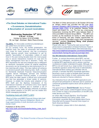 Wednesday September 19 th 2012  function as the backbone for banks to offer alternative  8:30 am