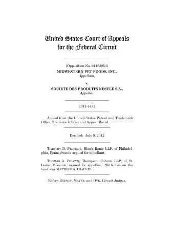 United States Court of Appeals  for the Federal Circuit  __________________________  (Opposition