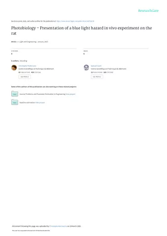 Photobiology  Presentation of a blue light hazard in vivo experiment on the  rat Article in