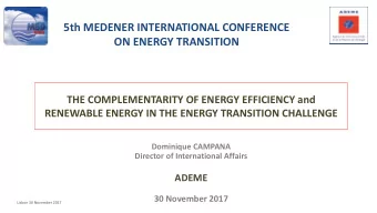 ON ENERGY TRANSITION  THE COMPLEMENTARITY OF ENERGY EFFICIENCY and  RENEWABLE ENERGY IN THE ENERGY