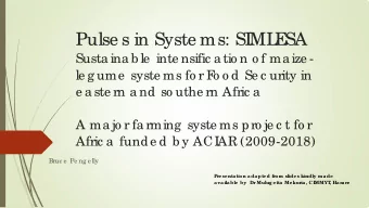Pulse s in Syste ms: SI  ML  E  SA  Susta ina b le  inte nsific a tio n o f ma ize -  le g ume